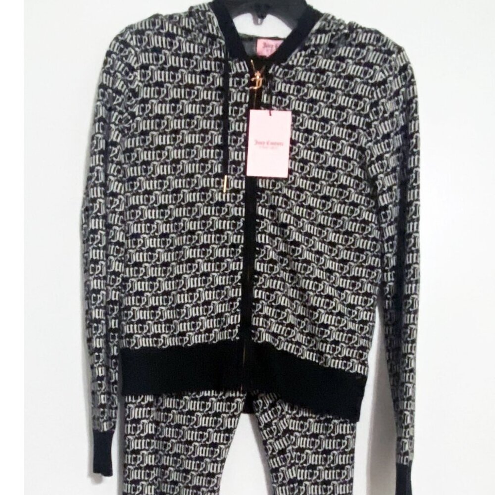 Juicy Couture Black and White Logo Print Tracksuit Set